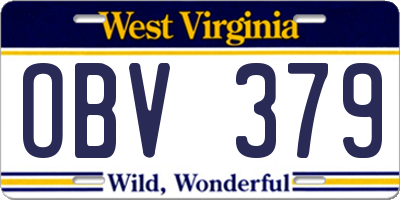 WV license plate OBV379