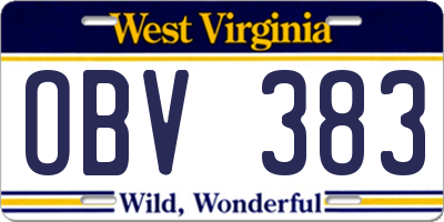 WV license plate OBV383
