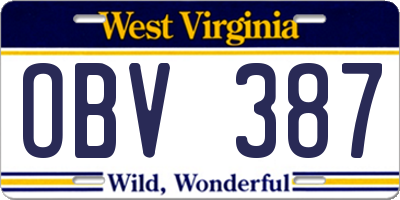 WV license plate OBV387