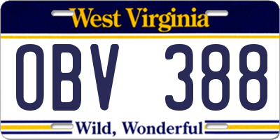 WV license plate OBV388