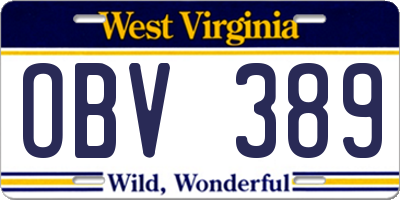 WV license plate OBV389
