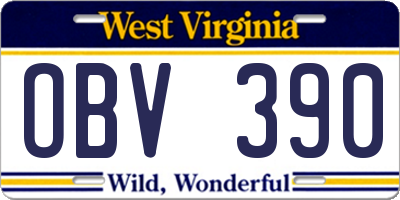 WV license plate OBV390