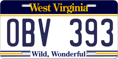 WV license plate OBV393