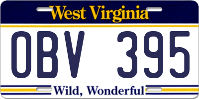 WV license plate OBV395