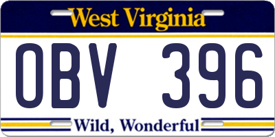 WV license plate OBV396