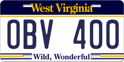 WV license plate OBV400