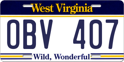 WV license plate OBV407