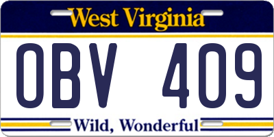 WV license plate OBV409