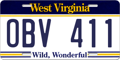WV license plate OBV411