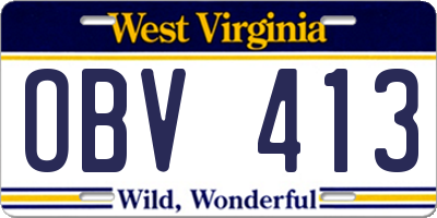 WV license plate OBV413