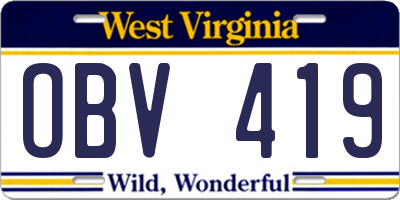 WV license plate OBV419