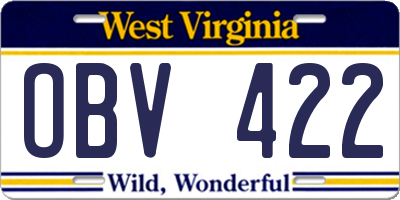 WV license plate OBV422