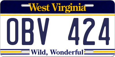 WV license plate OBV424