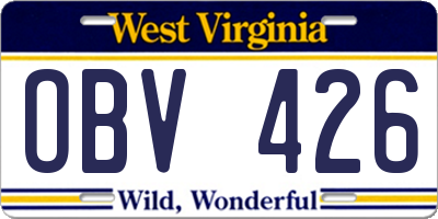 WV license plate OBV426