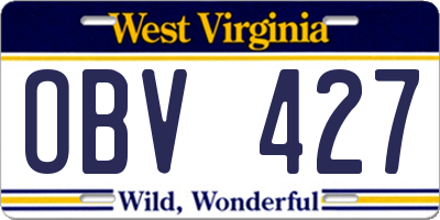 WV license plate OBV427