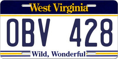 WV license plate OBV428