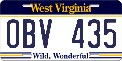WV license plate OBV435