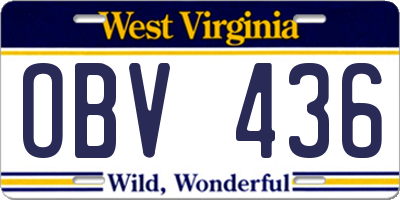 WV license plate OBV436