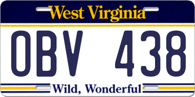 WV license plate OBV438