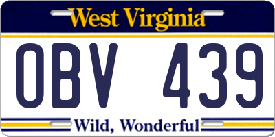 WV license plate OBV439