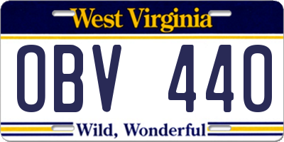 WV license plate OBV440