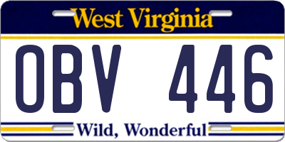 WV license plate OBV446