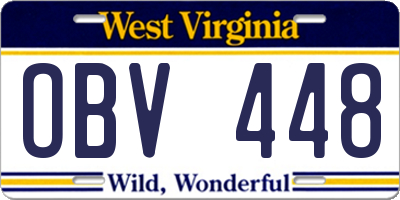 WV license plate OBV448
