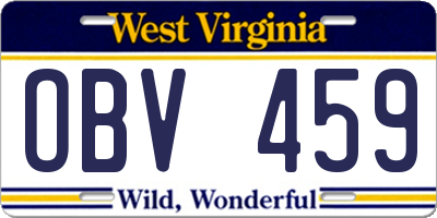 WV license plate OBV459