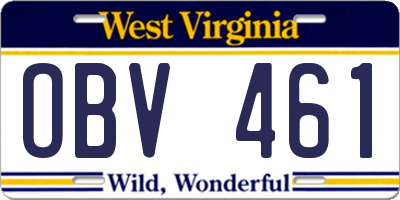 WV license plate OBV461