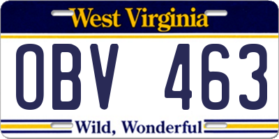 WV license plate OBV463