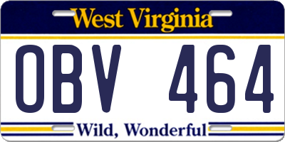 WV license plate OBV464