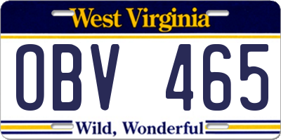 WV license plate OBV465