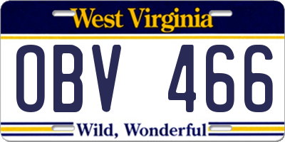 WV license plate OBV466