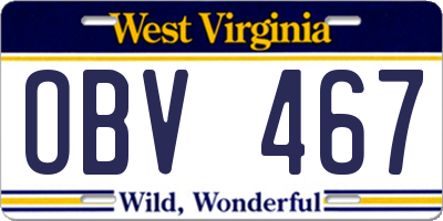 WV license plate OBV467