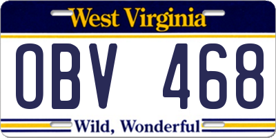 WV license plate OBV468