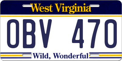 WV license plate OBV470
