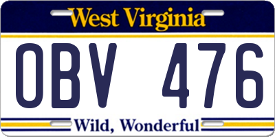 WV license plate OBV476