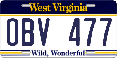 WV license plate OBV477