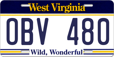 WV license plate OBV480