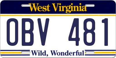 WV license plate OBV481
