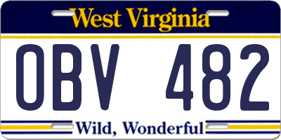 WV license plate OBV482