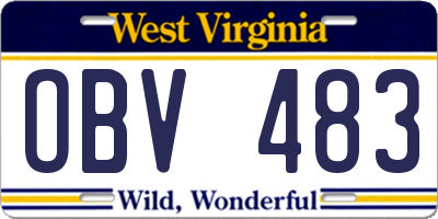 WV license plate OBV483