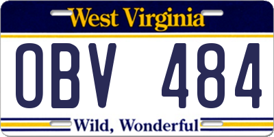 WV license plate OBV484