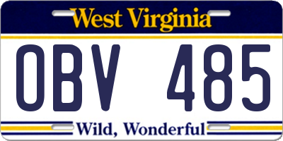 WV license plate OBV485