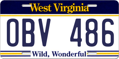 WV license plate OBV486