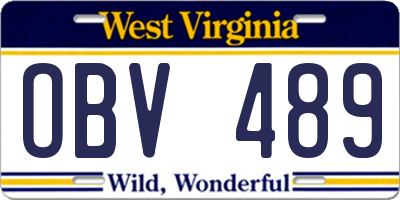WV license plate OBV489