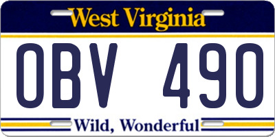 WV license plate OBV490