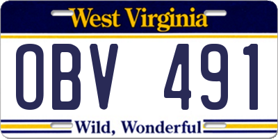 WV license plate OBV491