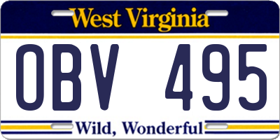 WV license plate OBV495