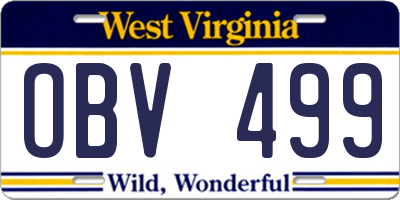WV license plate OBV499
